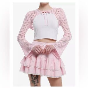 Sweet Society Pink Knit Bolero Girls Crop Shrug XS